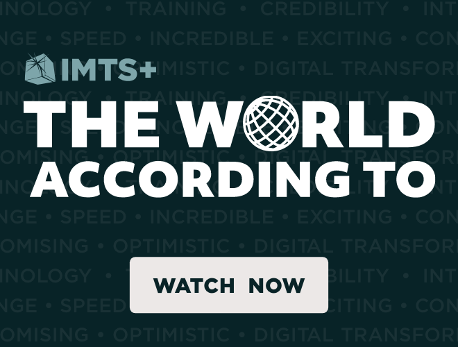 Black square with IMTS+ logo and link to video called The World According To